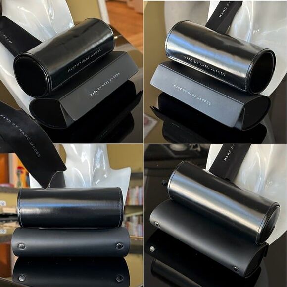 2x Marc by Marc Jacobs Glasses Cases Black Faux Patent Leather Sunglasses Case - Picture 10 of 12